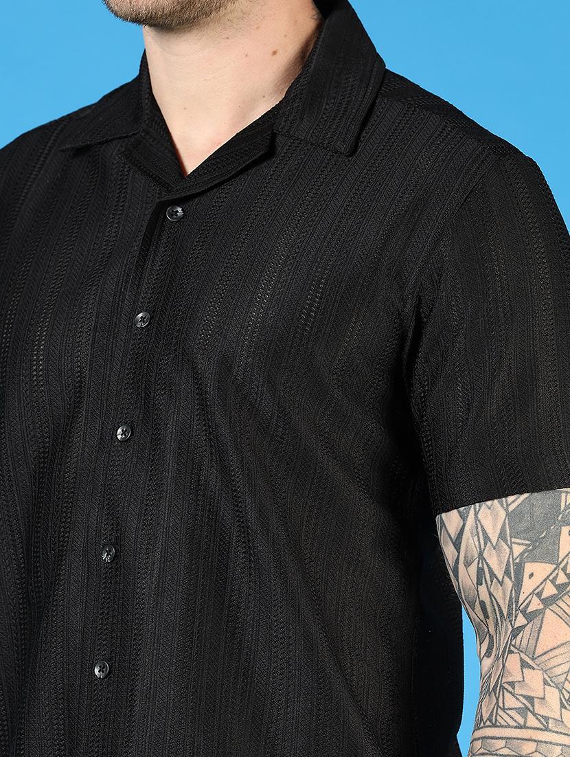 men solid short sleeve regular fit casual shirt - 21765991 - Standard Image - 5