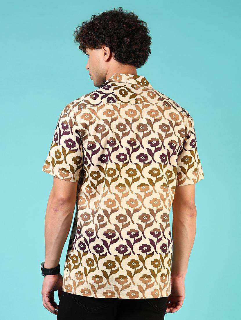 men floral short sleeve regular fit casual shirt - 21765994 -  Standard Image - 3