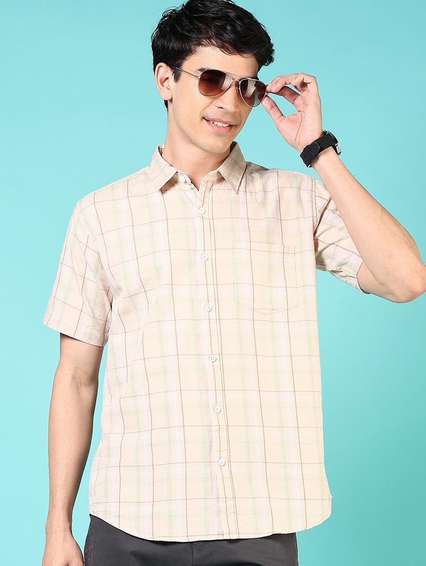 men checkered short sleeve regular fit casual shirt - 21766005 - Zoom Image - 0