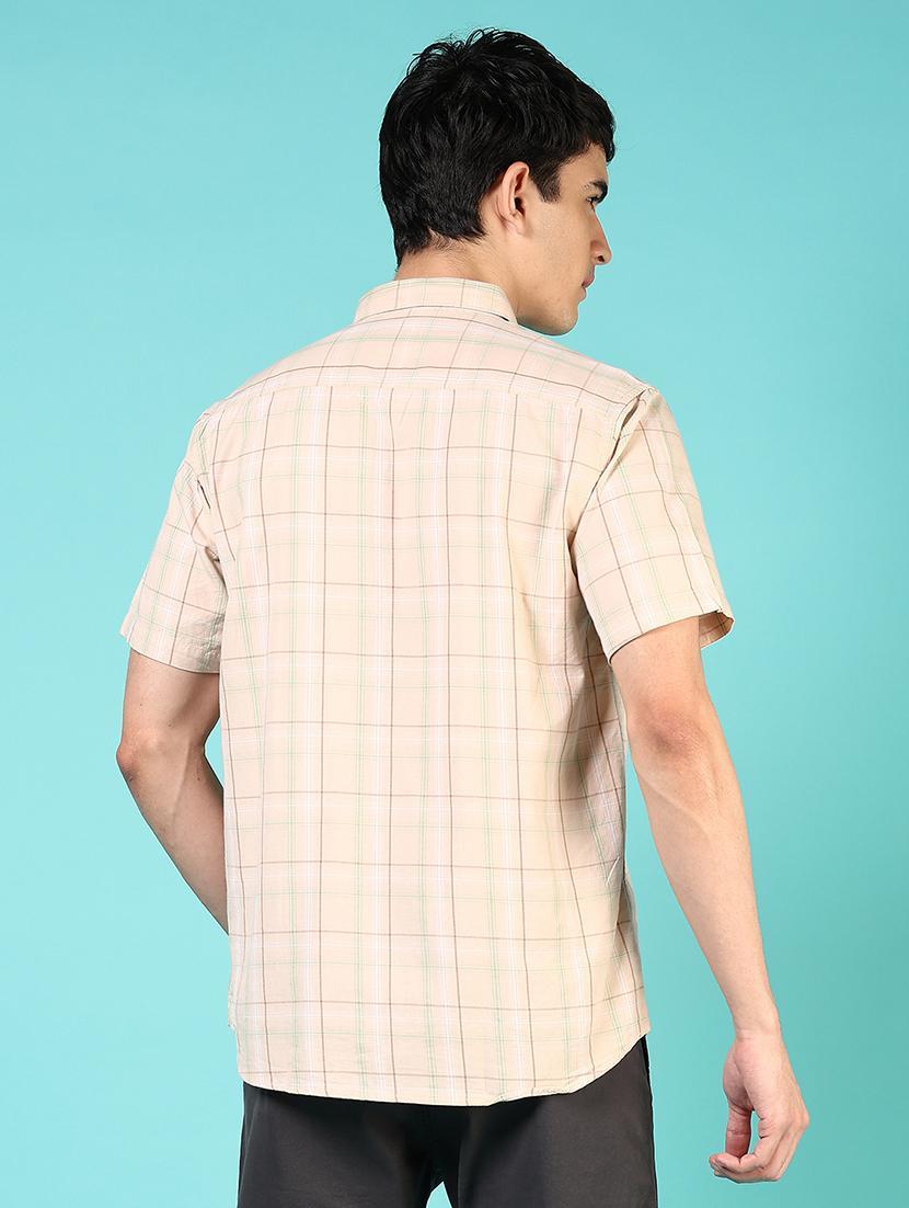men checkered short sleeve regular fit casual shirt - 21766005 - Standard Image - 3