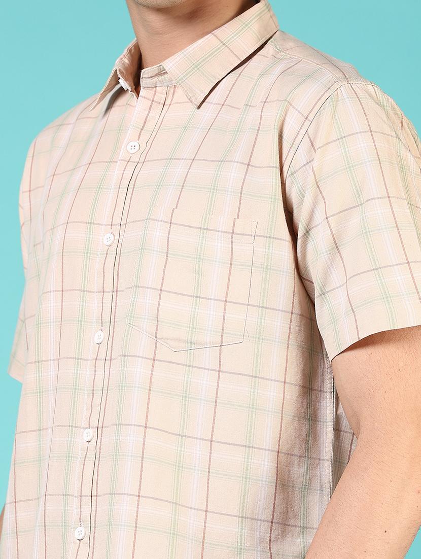 men checkered short sleeve regular fit casual shirt - 21766005 - Standard Image - 5