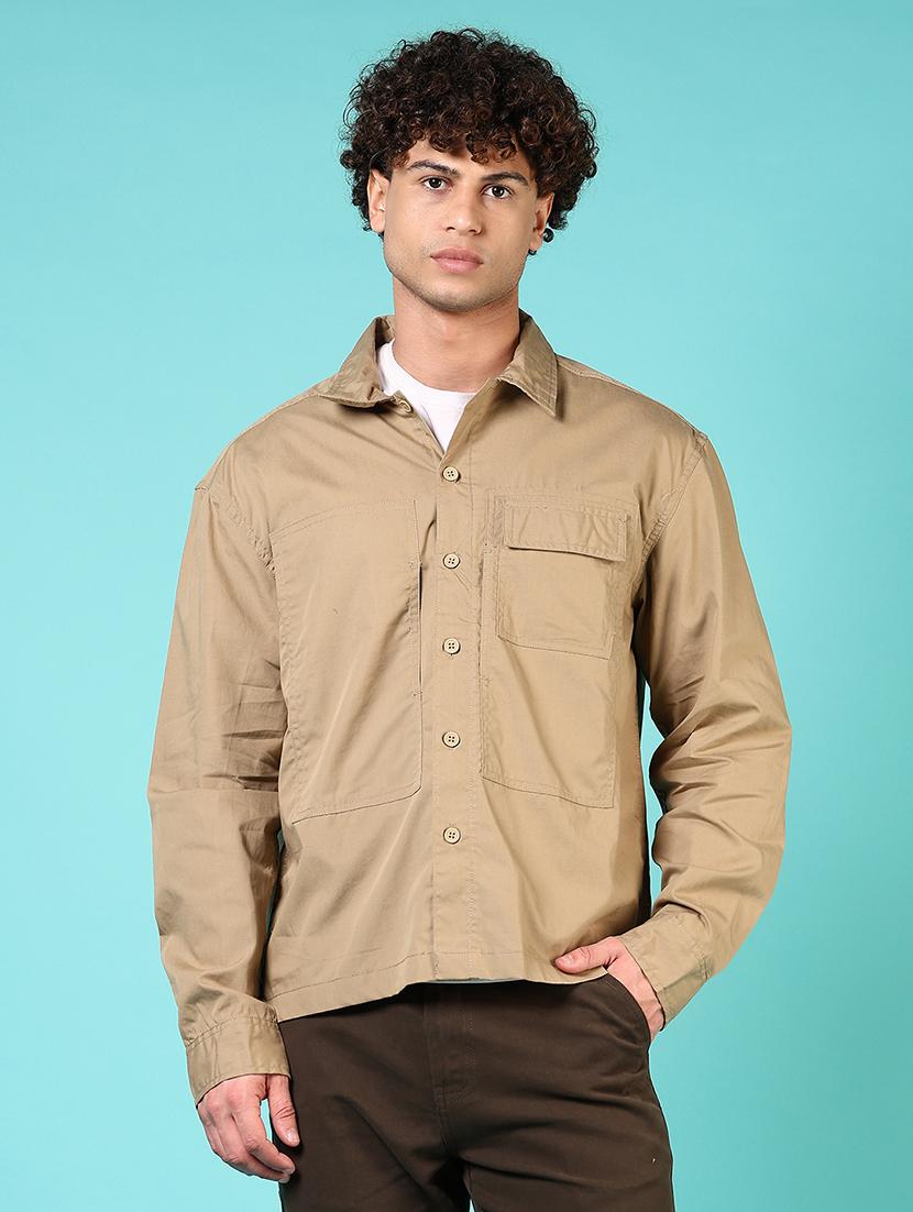men solid collared long sleeves casual shirt - 21766010 - Zoom Image - 0