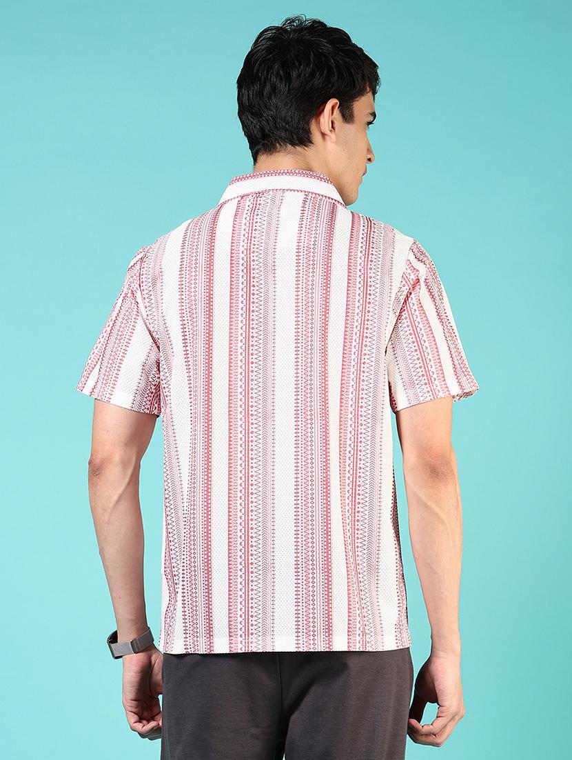 men striped short sleeve regular fit casual shirt - 21766011 - Standard Image - 3