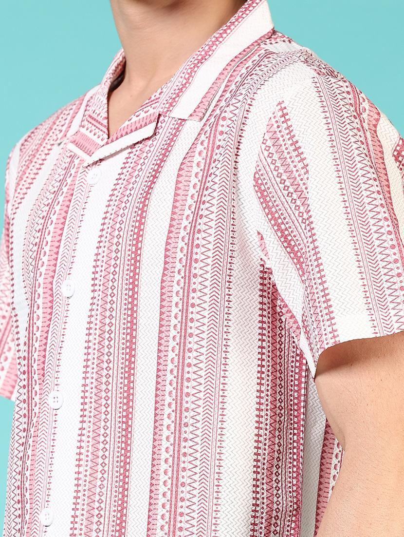 men striped short sleeve regular fit casual shirt - 21766011 - Standard Image - 5