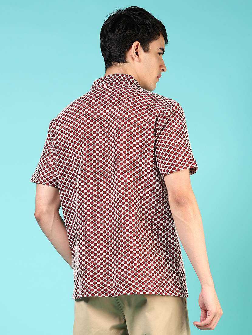 men self design short sleeve regular fit casual shirt - 21766012 -  Standard Image - 3
