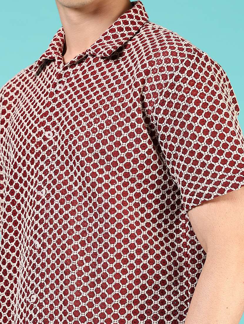 men self design short sleeve regular fit casual shirt - 21766012 -  Standard Image - 5