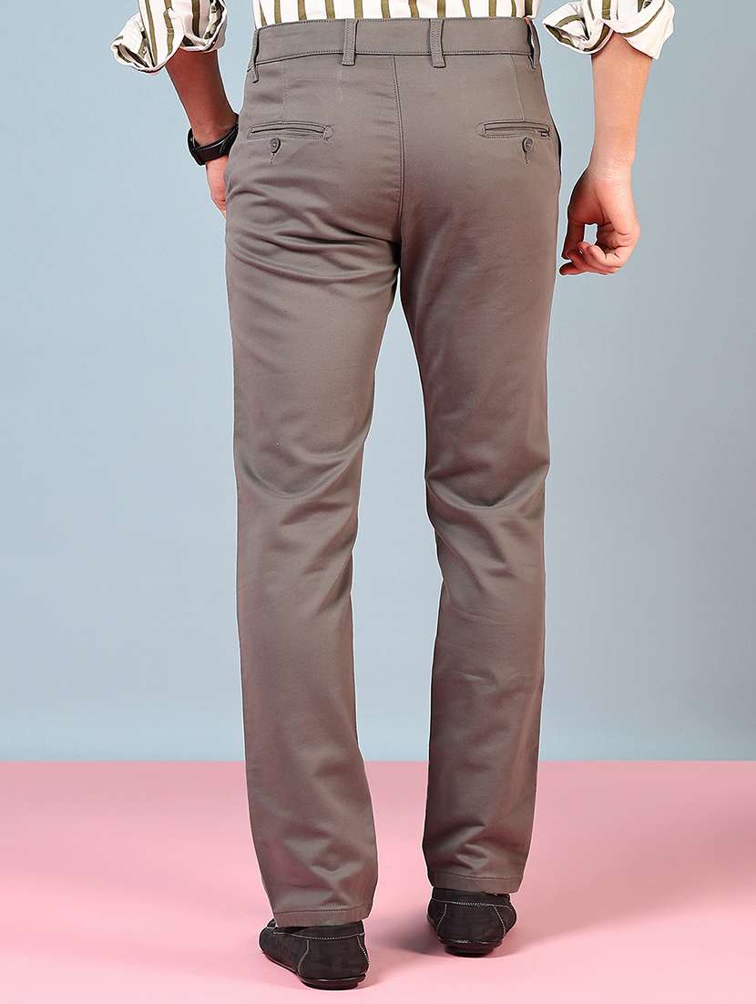 men solid mid rise flat front chinos  - 21766224 -  Standard Image - 3