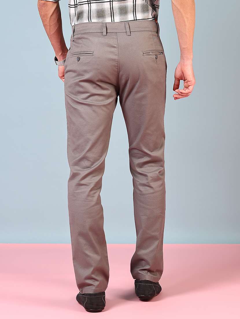 men solid mid rise flat front chinos  - 21766225 -  Standard Image - 3