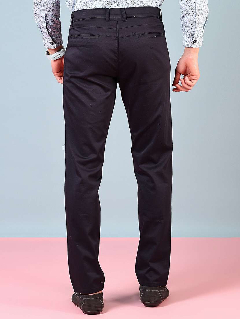 men solid mid rise flat front chinos  - 21766226 -  Standard Image - 3