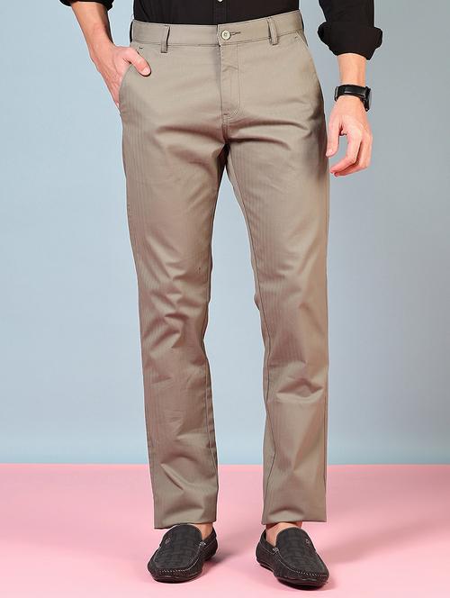 men mid rise solid flat front casual trouser - 21766237 - Standard Image - 0