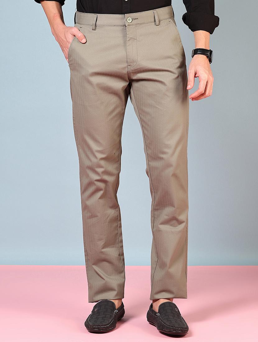 men mid rise solid flat front casual trouser - 21766237 - Zoom Image - 0