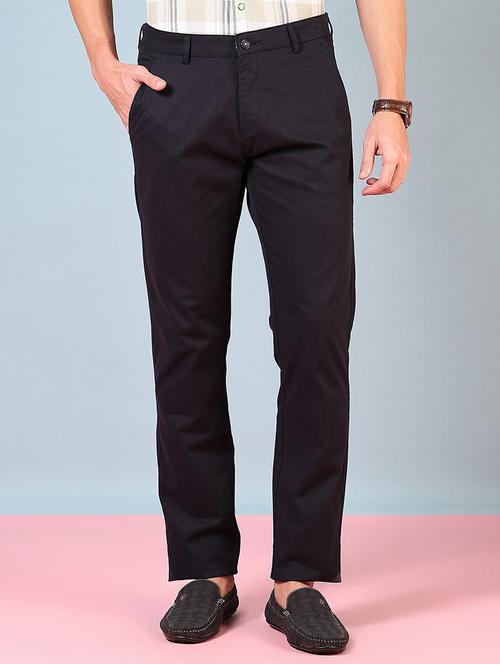 men mid rise solid flat front casual trouser - 21766238 -  Standard Image - 0