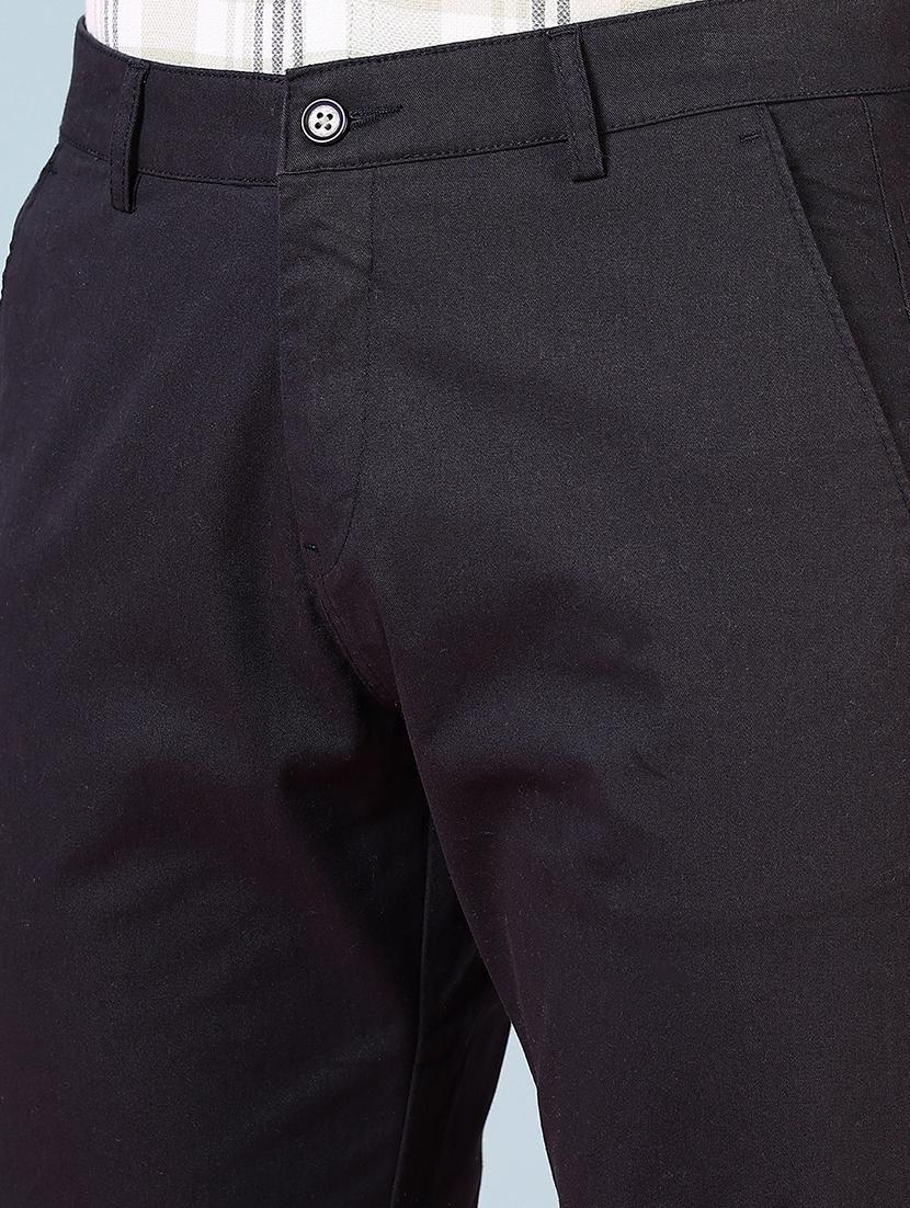 men mid rise solid flat front casual trouser - 21766238 - Standard Image - 5