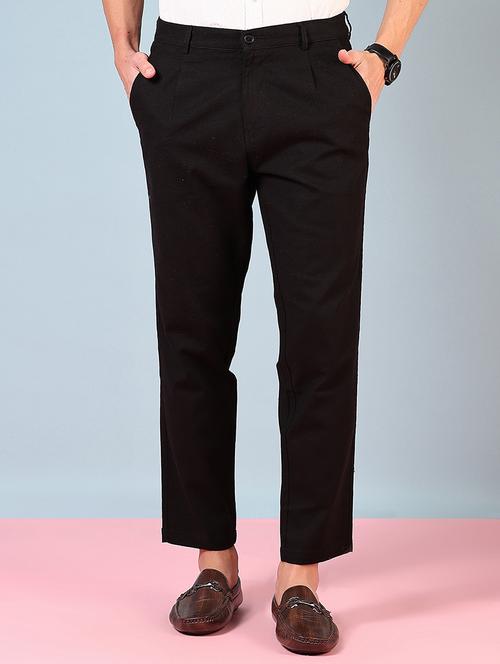 men mid rise solid flat front casual trouser - 21766239 - Standard Image - 0