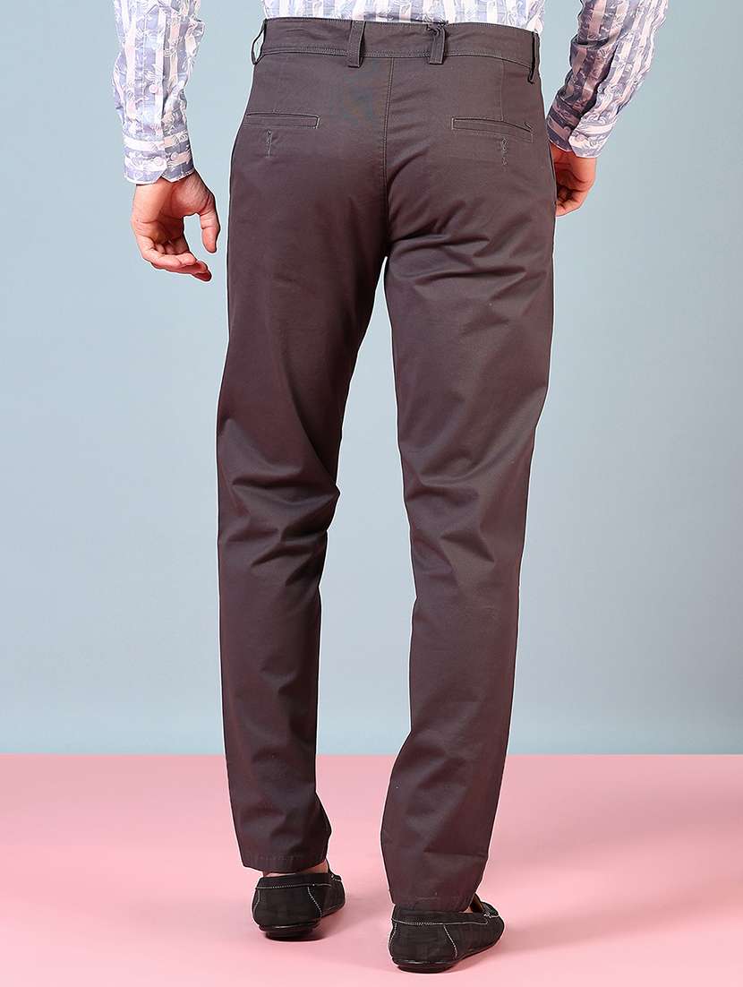 men mid rise solid flat front casual trouser - 21766241 -  Standard Image - 3