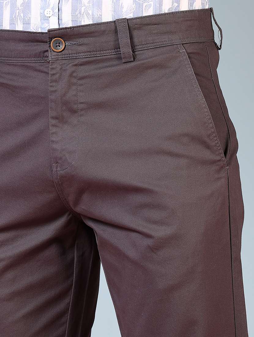 men mid rise solid flat front casual trouser - 21766241 -  Standard Image - 5