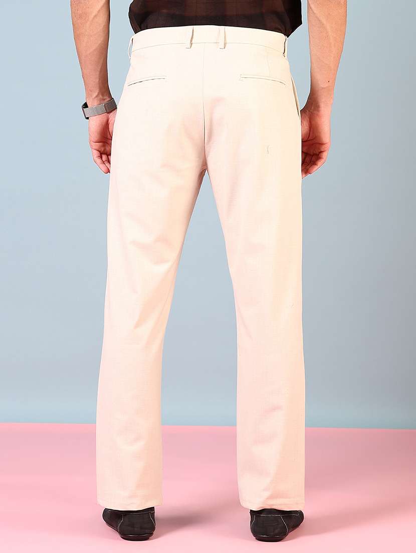 men mid rise solid pleated casual trouser - 21766242 -  Standard Image - 3