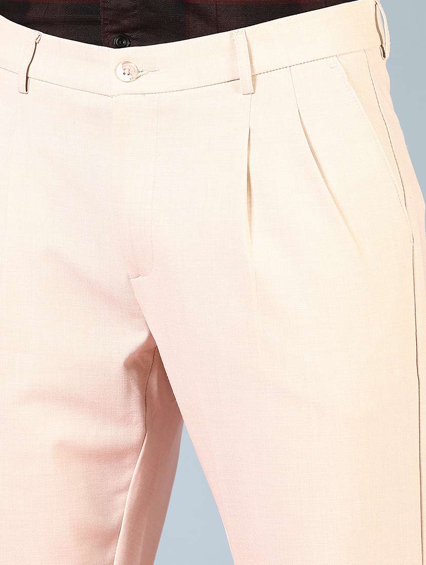 men mid rise solid pleated casual trouser - 21766242 -  Standard Image - 5