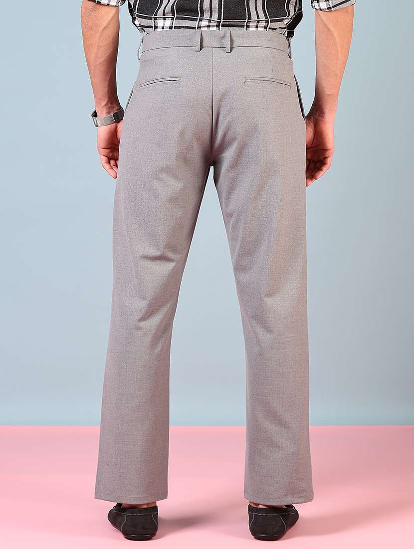men mid rise solid pleated casual trouser - 21766244 -  Standard Image - 3