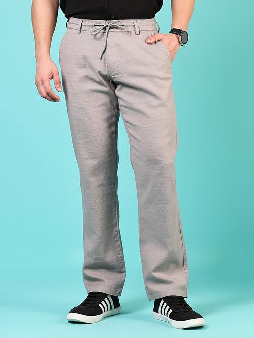 men grey solid mid rise casual trouser - 21766245 -  Standard Image - 0
