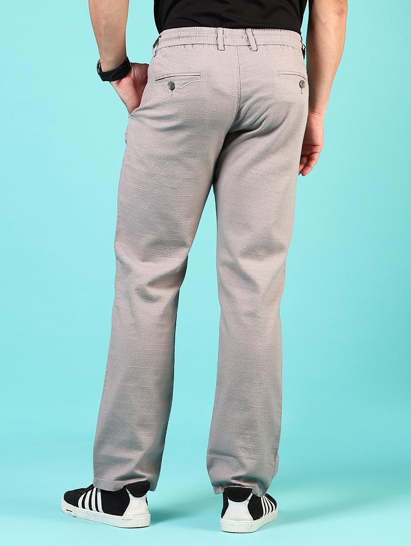 men grey solid mid rise casual trouser - 21766245 - Standard Image - 3
