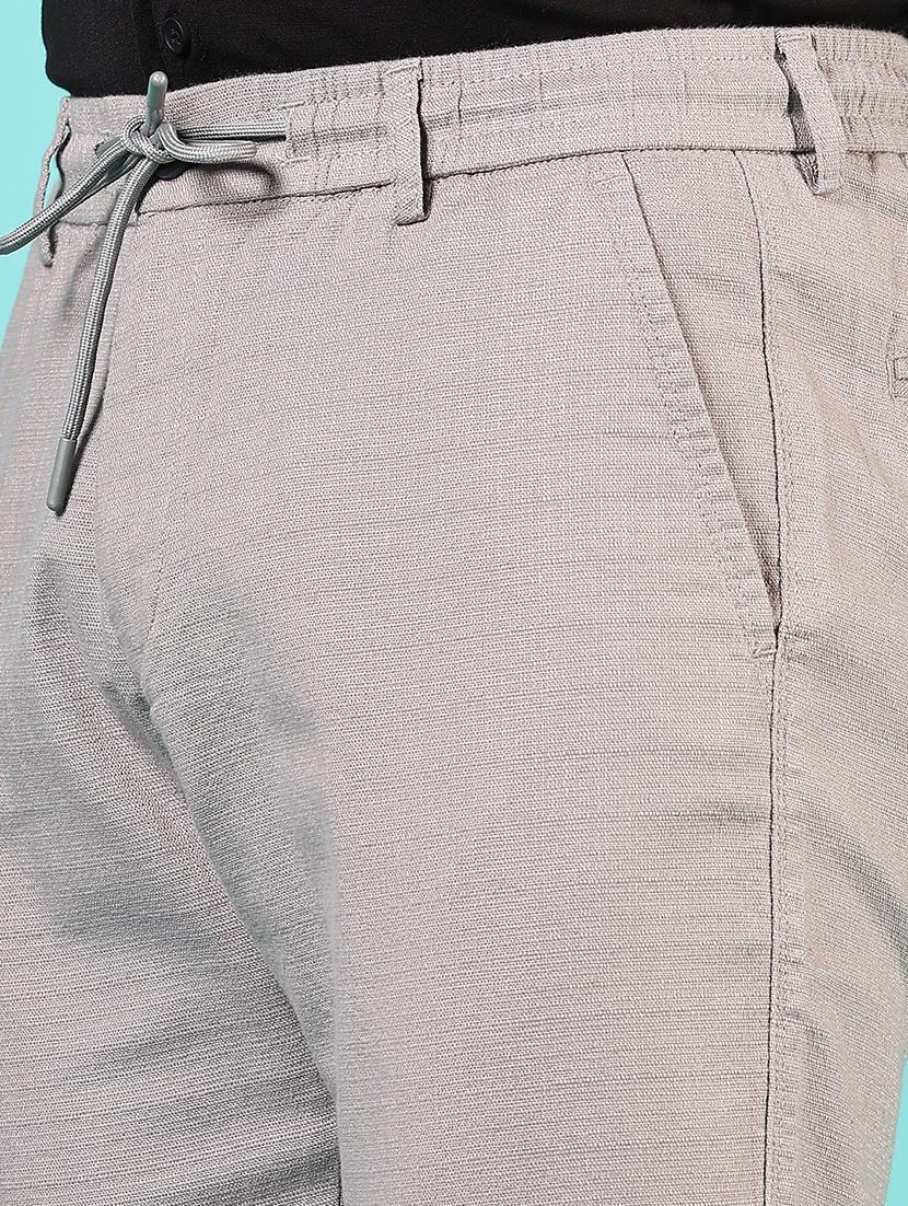 men grey solid mid rise casual trouser - 21766245 - Standard Image - 5