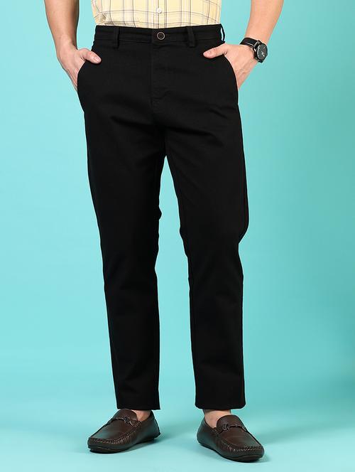 men mid rise solid flat front casual trouser - 21766246 - Standard Image - 0