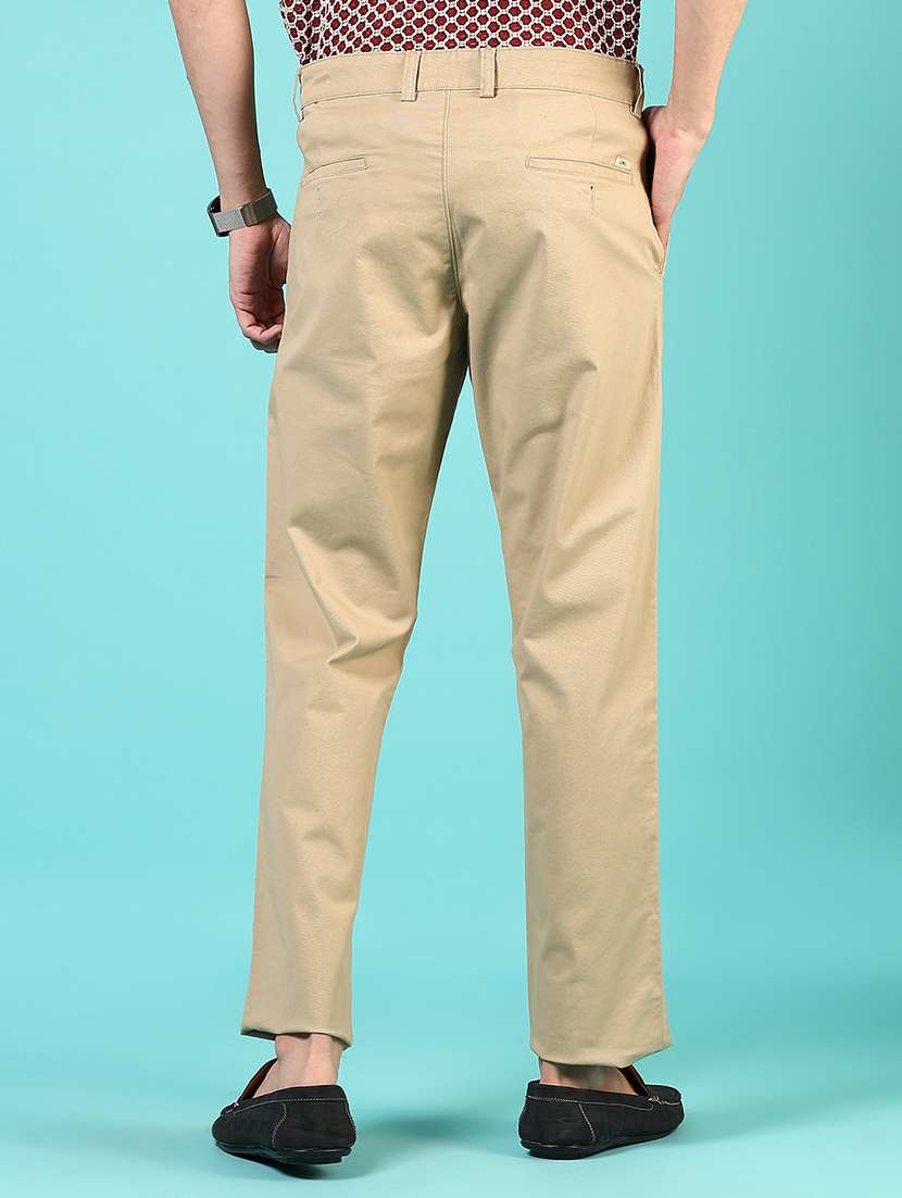 men mid rise solid flat front casual trouser - 21766247 -  Standard Image - 3