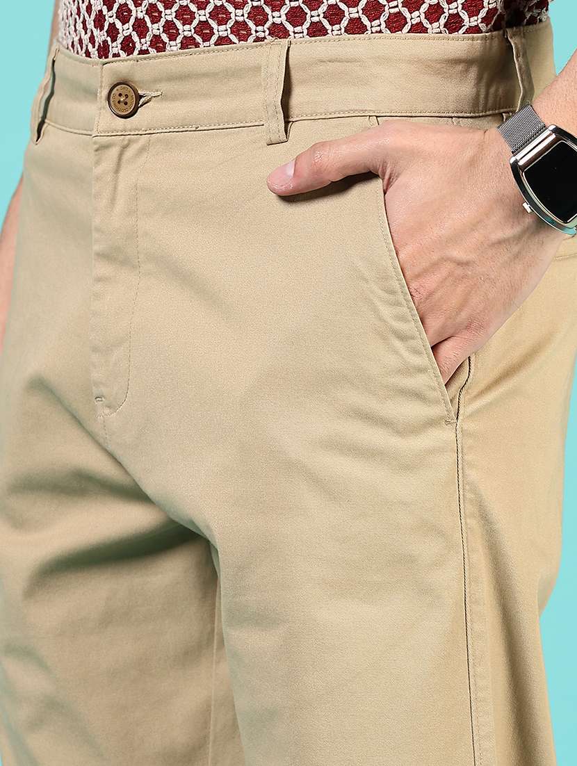 men mid rise solid flat front casual trouser - 21766247 -  Standard Image - 5