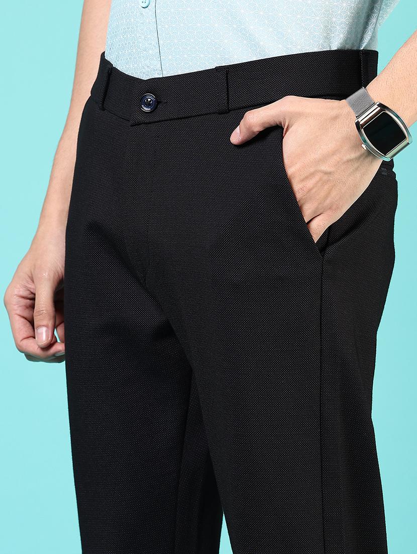 men mid rise solid flat front casual trouser - 21766249 - Standard Image - 5