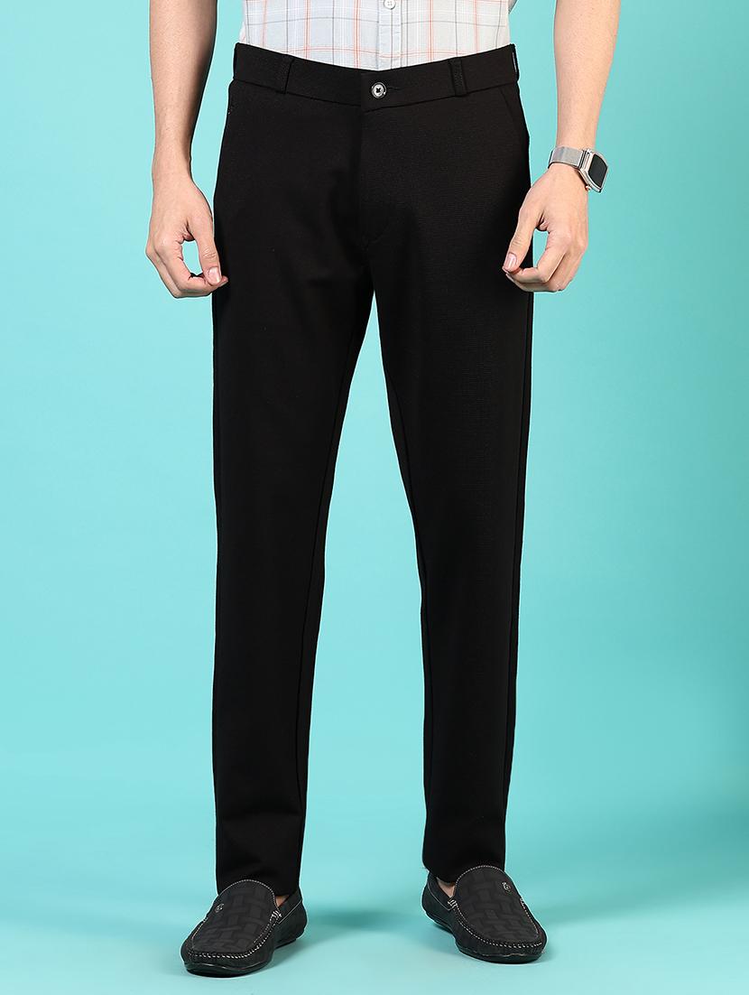 men mid rise solid flat front casual trouser - 21766250 -  Zoom Image - 0