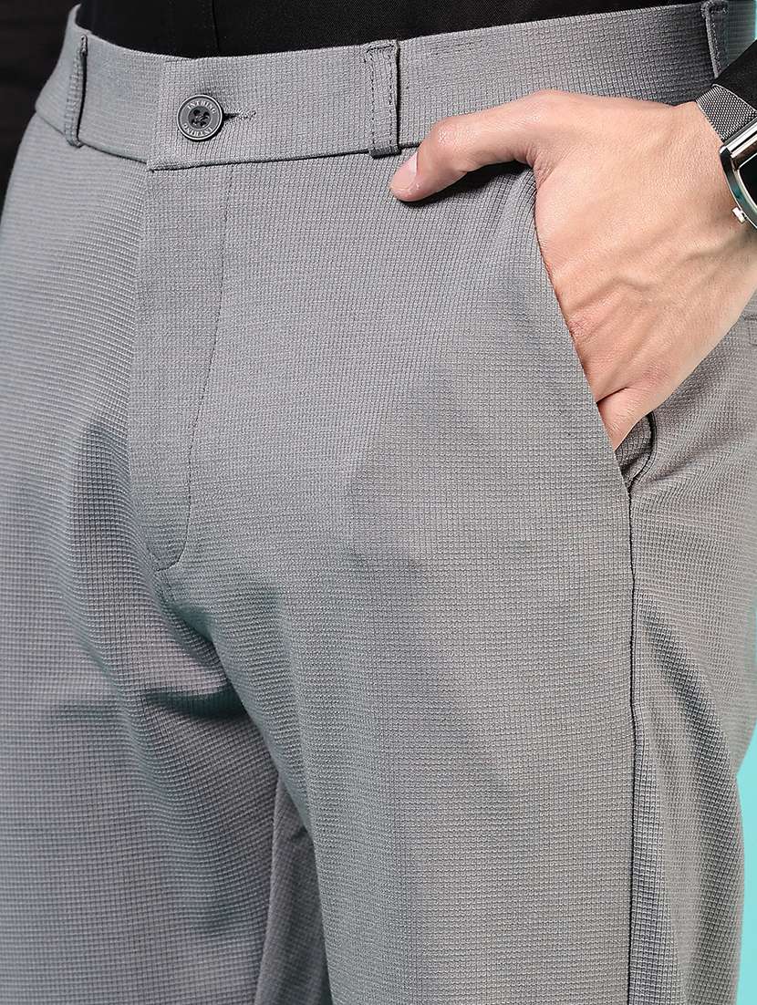 men mid rise solid flat front casual trouser - 21766251 -  Standard Image - 5