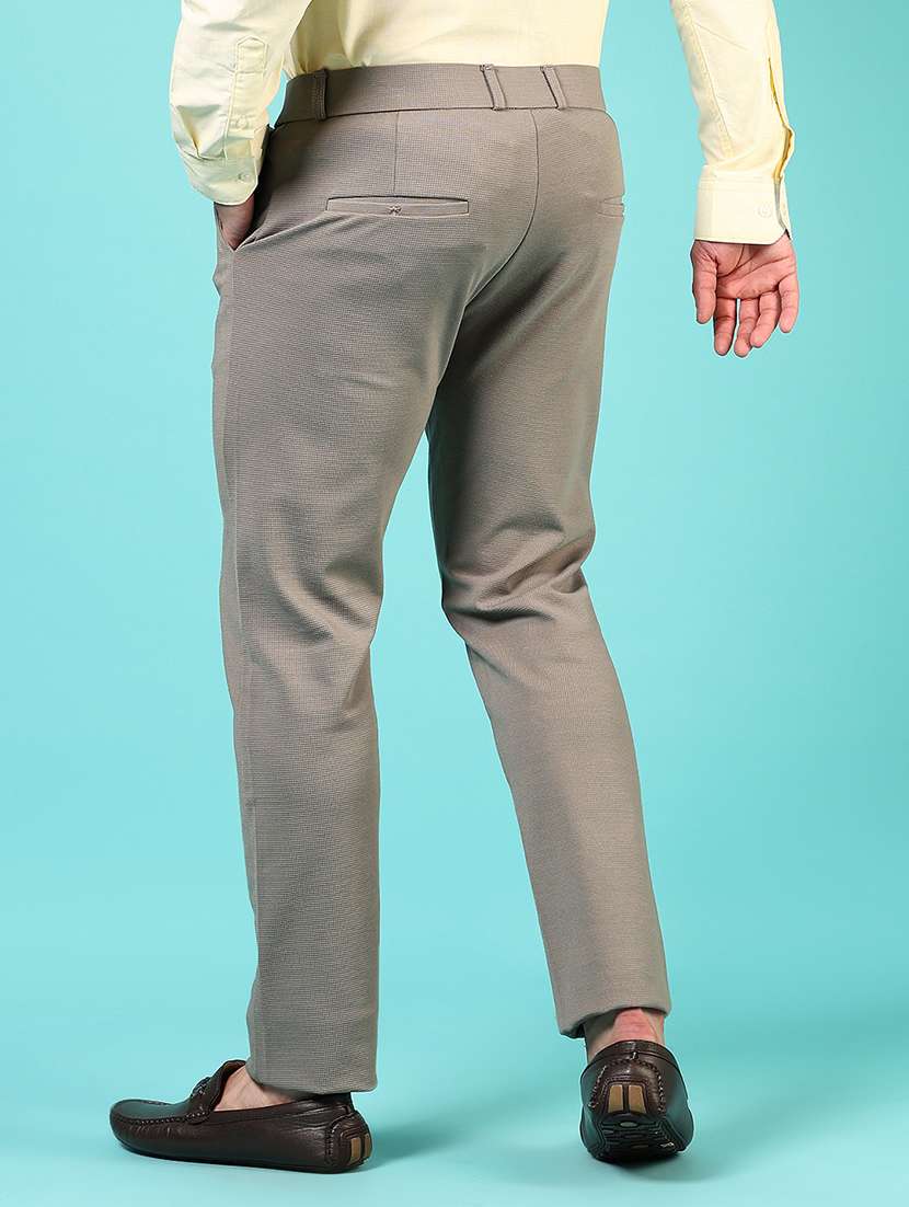 men mid rise solid flat front casual trouser - 21766253 - Standard Image - 3