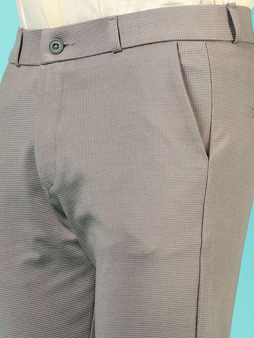 men mid rise solid flat front casual trouser - 21766253 - Standard Image - 5