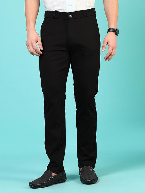 men mid rise solid flat front casual trouser - 21766255 -  Standard Image - 0