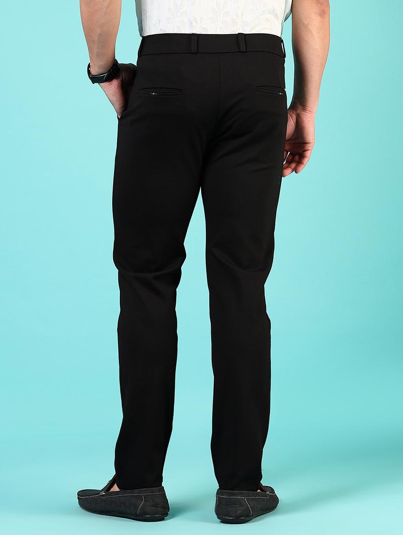 men mid rise solid flat front casual trouser - 21766255 - Standard Image - 3