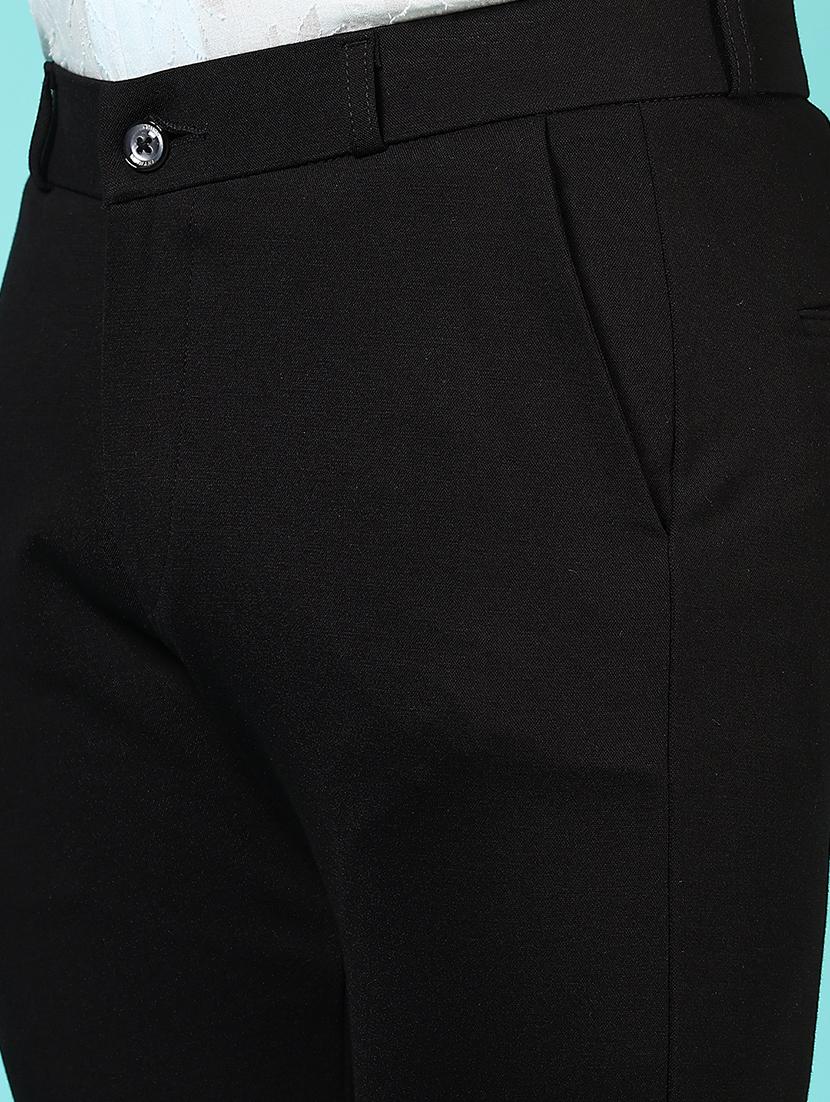 men mid rise solid flat front casual trouser - 21766255 - Standard Image - 5