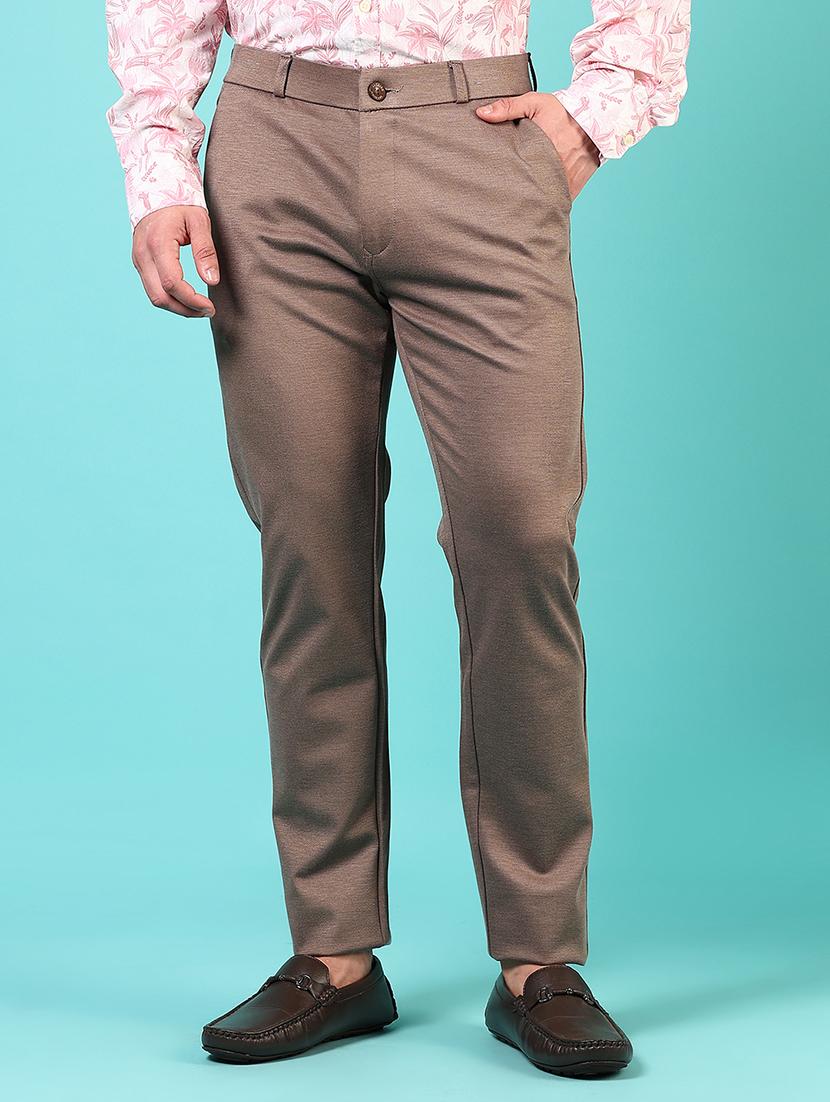 men mid rise solid flat front casual trouser - 21766256 -  Zoom Image - 0