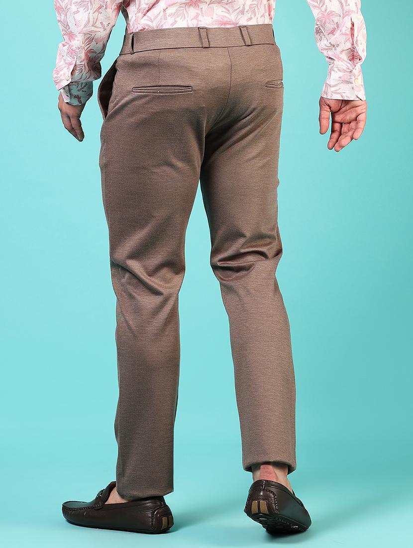 men mid rise solid flat front casual trouser - 21766256 - Standard Image - 3