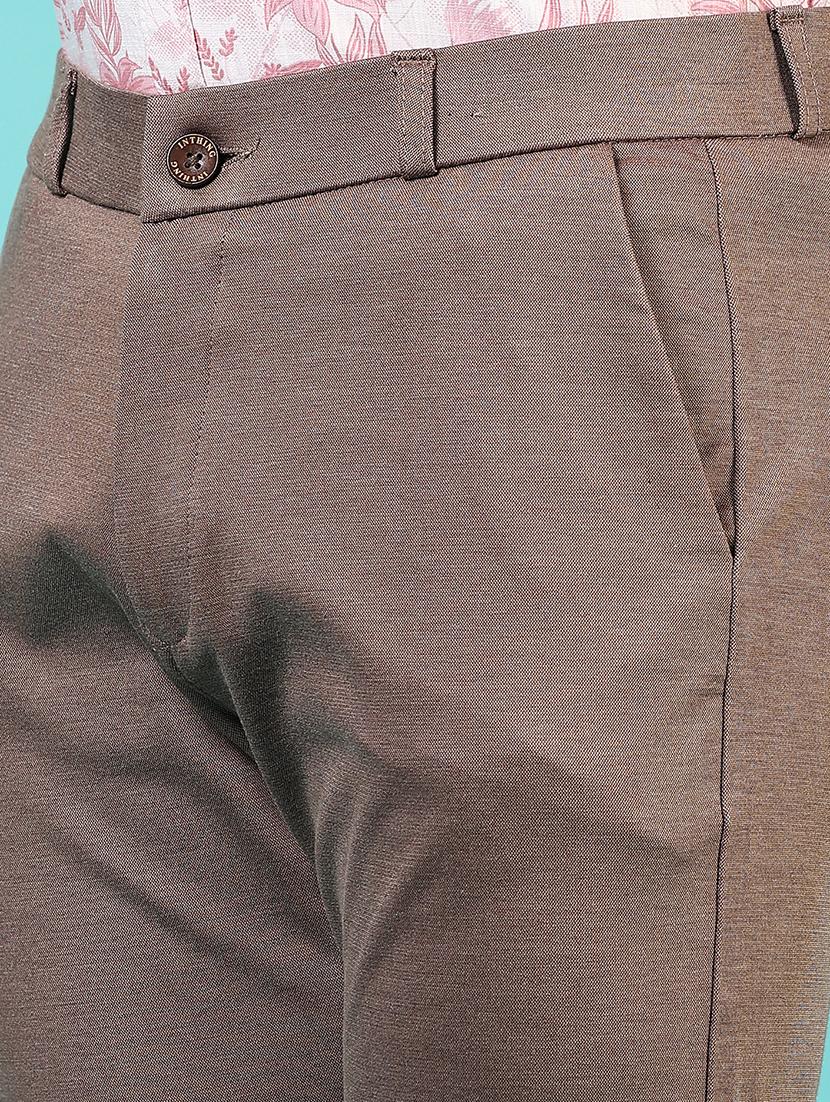 men mid rise solid flat front casual trouser - 21766256 - Standard Image - 5