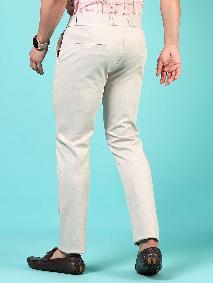men mid rise solid flat front casual trouser - 21766257 -  Standard Image - 3