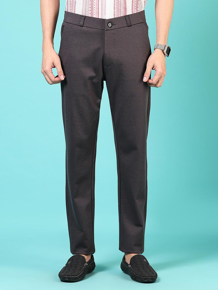 men mid rise solid flat front casual trouser - 21766258 - Zoom Image - 0