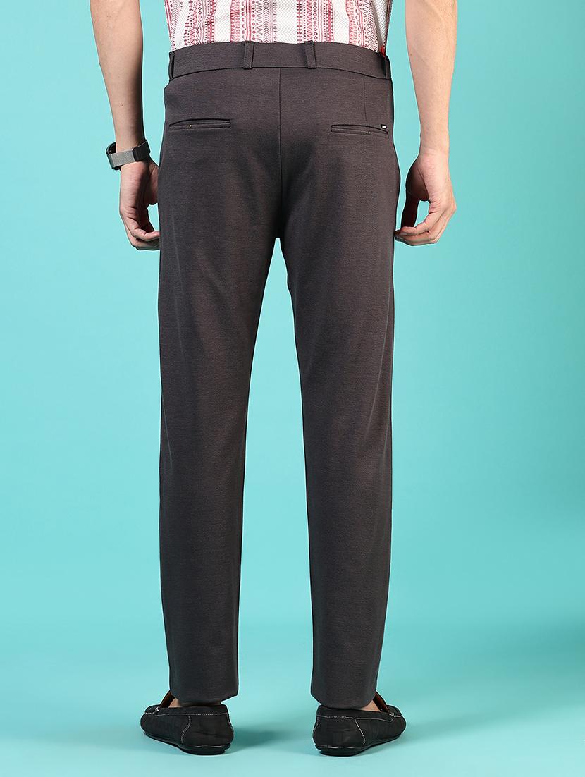 men mid rise solid flat front casual trouser - 21766258 - Standard Image - 3