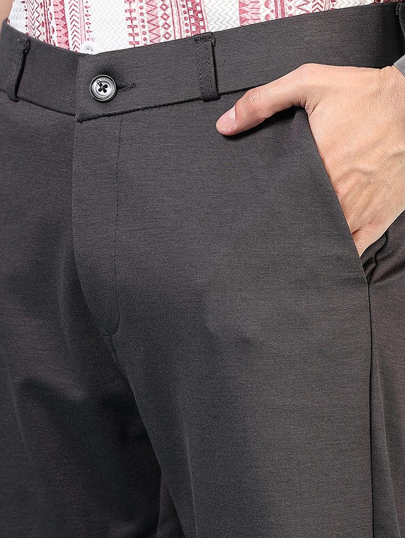 men mid rise solid flat front casual trouser - 21766258 - Standard Image - 5