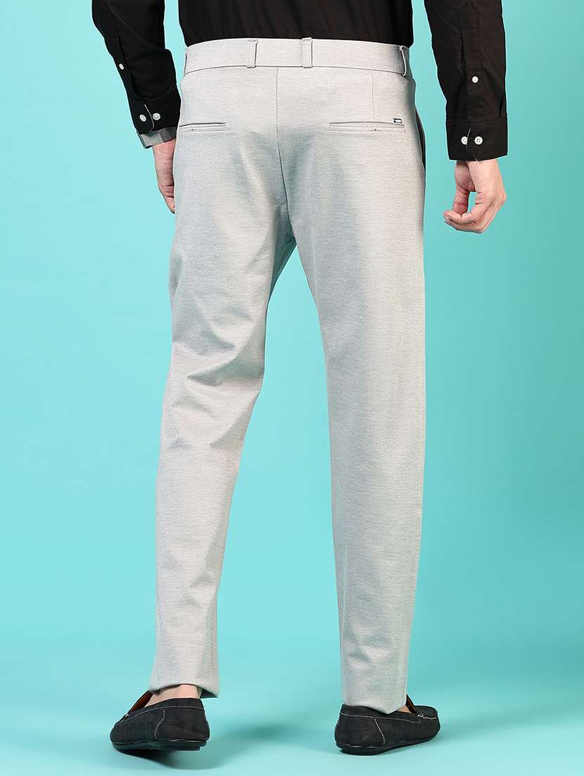 men mid rise solid flat front casual trouser - 21766259 -  Standard Image - 3