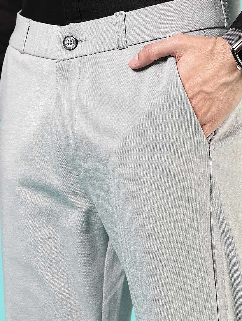 men mid rise solid flat front casual trouser - 21766259 -  Standard Image - 5