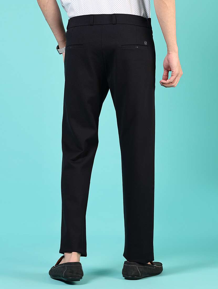 men mid rise solid flat front casual trouser - 21766260 -  Standard Image - 3