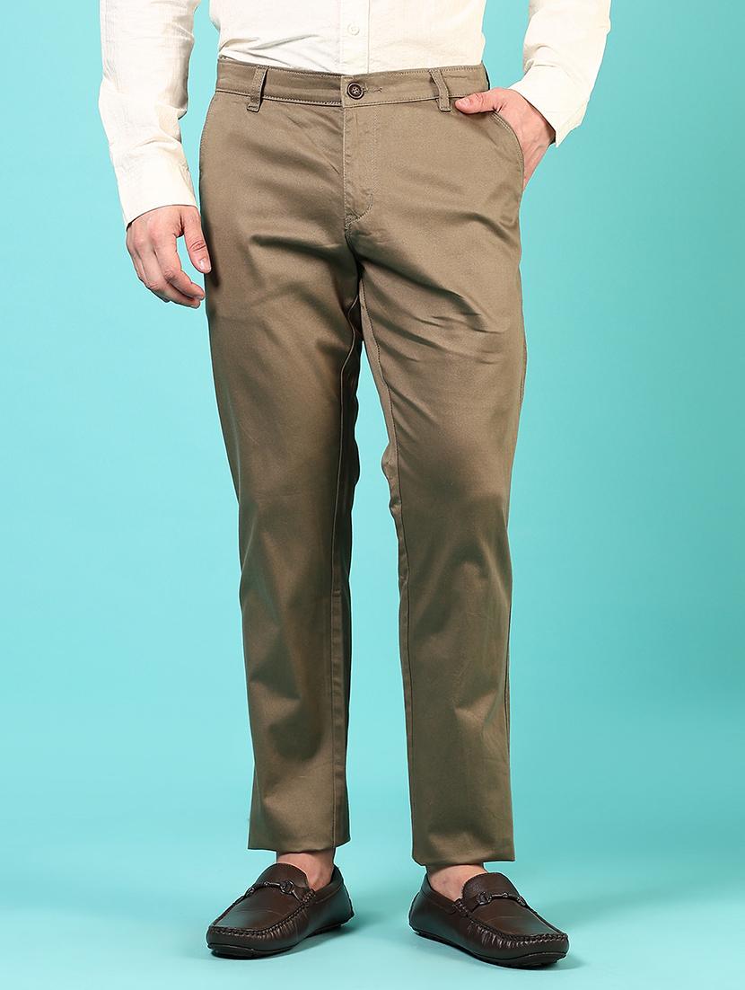 men mid rise solid flat front casual trouser - 21766262 - Zoom Image - 0