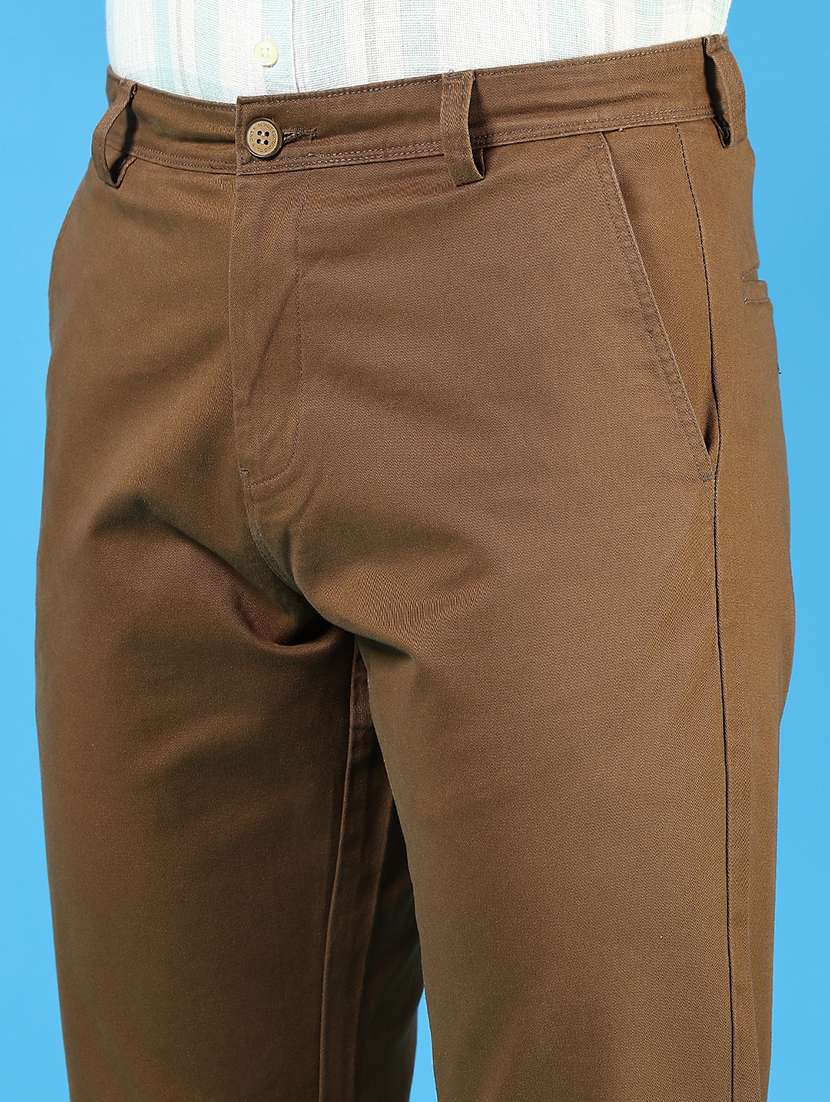 men mid rise solid flat front casual trouser - 21766264 -  Standard Image - 5