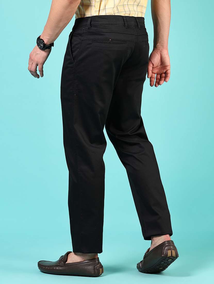men mid rise solid flat front casual trouser - 21766265 -  Standard Image - 3